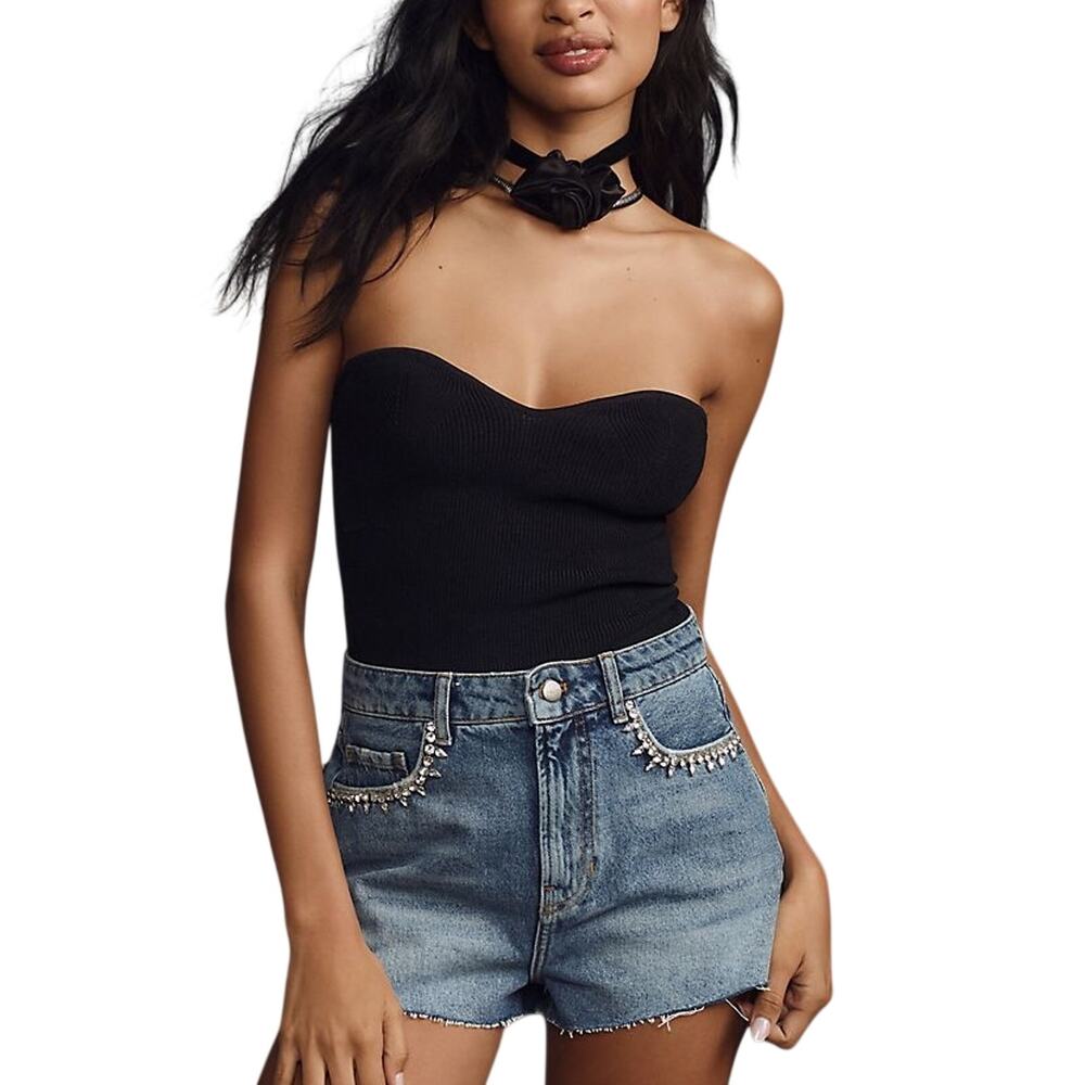 Anthropologie Embellished Denim Dark Lover Shorts Size 27
